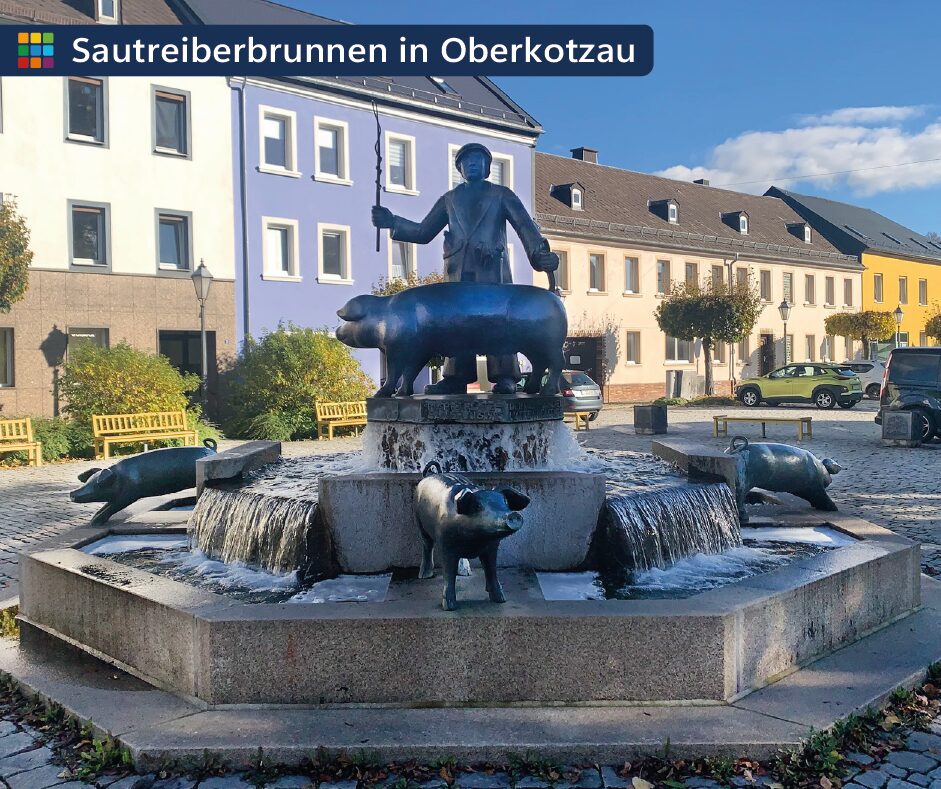Sautreiberbrunnen am Marktplatz von Oberkotzau