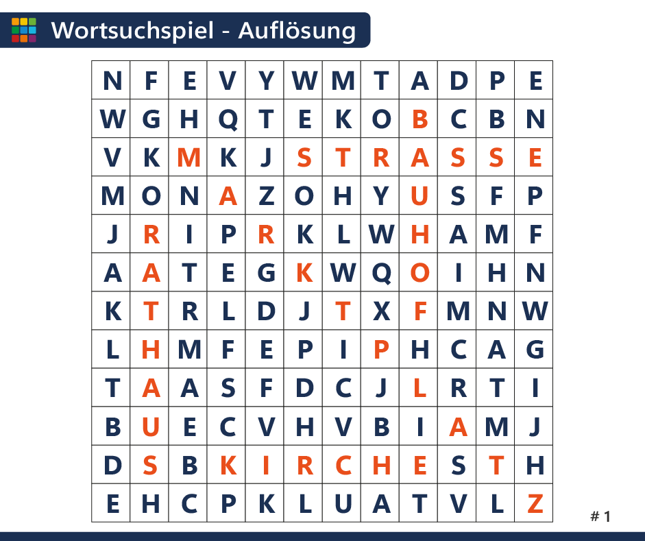 Rätsel #21 Wortsuchspiel Auflösung