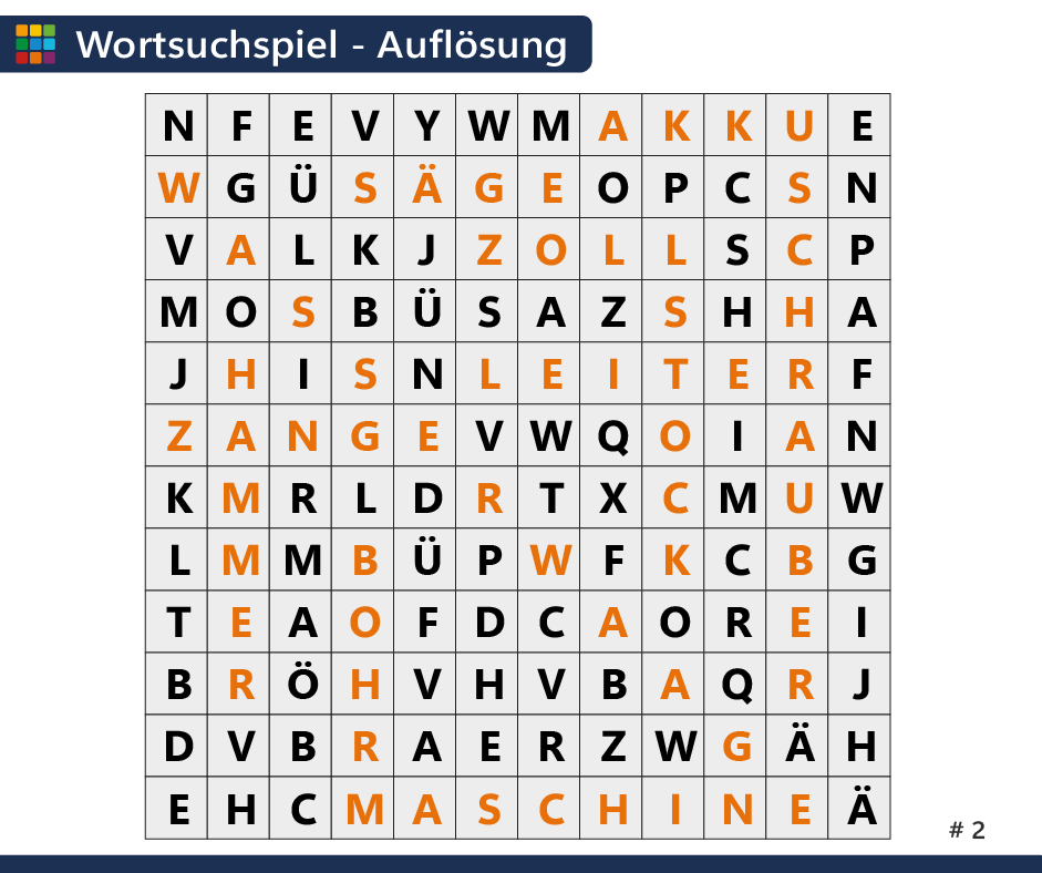 Rätsel #24 Wortsuchspiel Auflösung